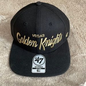 New with tags vegas golden knights hat by 47brand. Fitted 6 7/8. Black and gold.